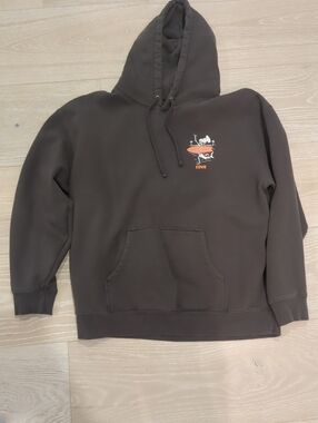 Cove Grey Hoodie with Orange Surf Graphic